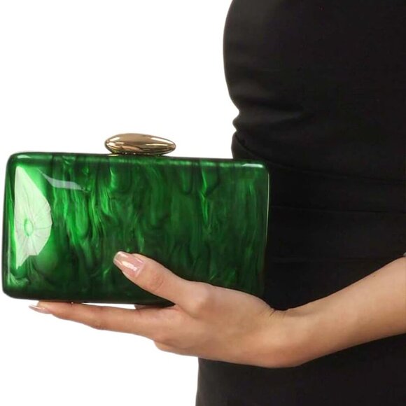 Versatile Acrylic Evening Purse: Crossbody Clutch with Unique Marble Design - Picture 2 of 6